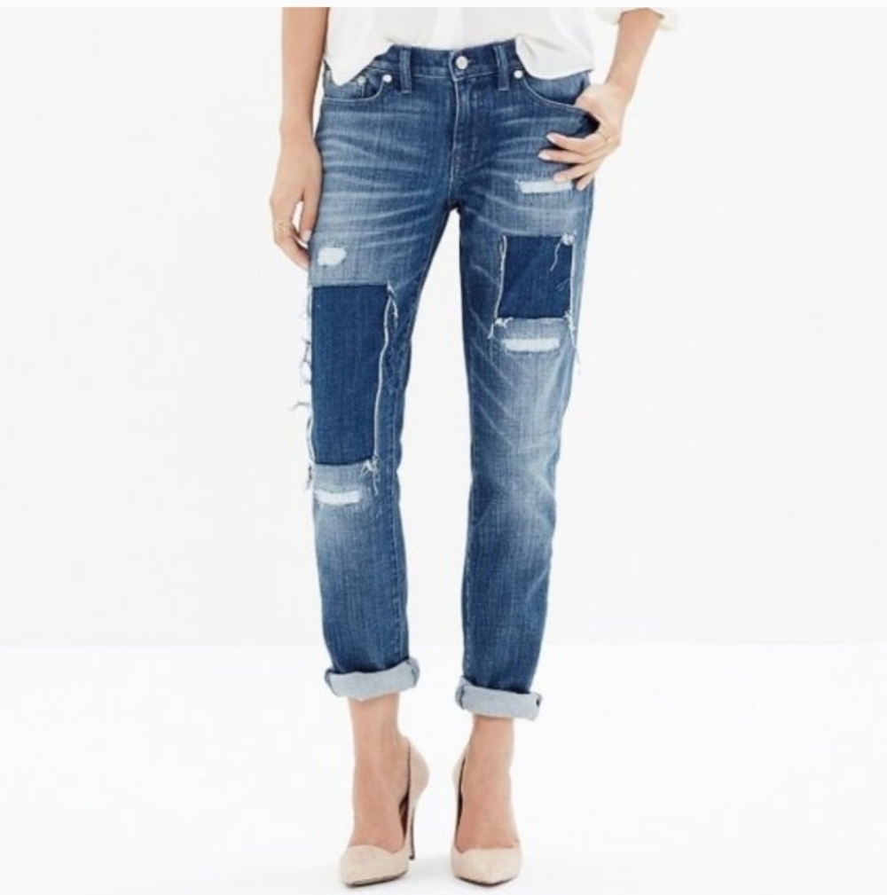 Madewell Slim Boyjean Patched Up Edition In Springfield Wash Size 29